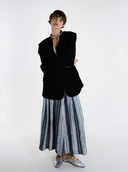 Kırışık Efektli Oversize Önden Kapamalı Saten Blazer Ceket - Siyah