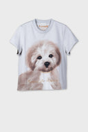 Oversize Köpek Baskılı Kısa Kollu Pamuku T-Shirt - Gri
