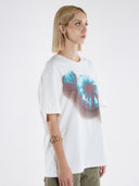 Şeker Baskılı Bisiklet Yaka Pamuklu T-Shirt - Beyaz