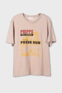 Bisiklet Yaka Baskılı Kısa Kollu Pamuklu T-Shirt - Camel