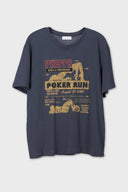 Bisiklet Yaka Baskılı Kısa Kollu Pamuklu T-Shirt - Gri