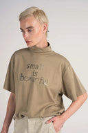 Yarım Balıkçı Yaka Payetli Kısa Kollu Pamuklu T-Shirt