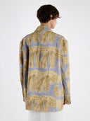 Fiyonk Desenli V Yaka Oversize Pamuklu Blazer Ceket